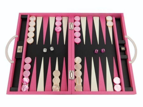 Zaza & Sacci® Leather Backgammon Set - Model ZS-200 - Travel - Pink