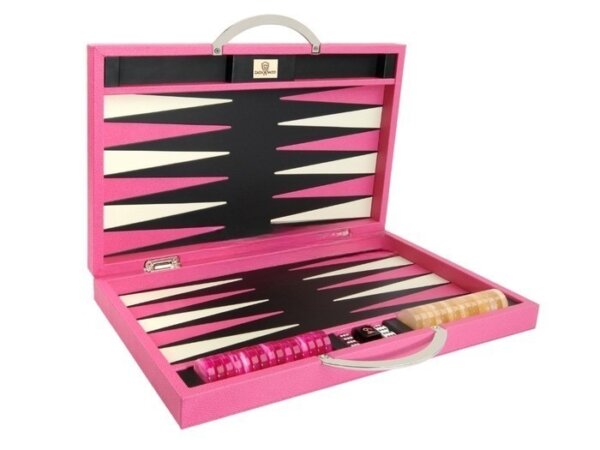 Zaza & Sacci® Leather Backgammon Set - Model ZS-200 - Travel - Pink - Image 2
