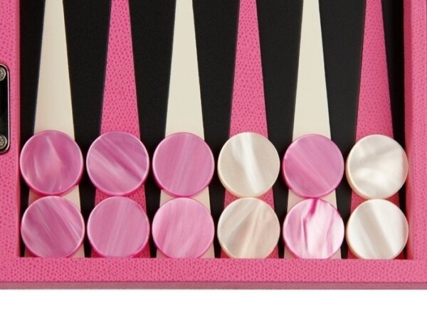 Zaza & Sacci® Leather Backgammon Set - Model ZS-200 - Travel - Pink - Image 3