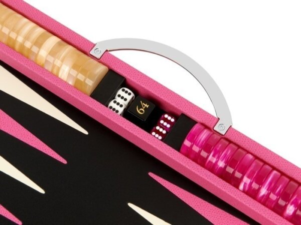 Zaza & Sacci® Leather Backgammon Set - Model ZS-200 - Travel - Pink - Image 5