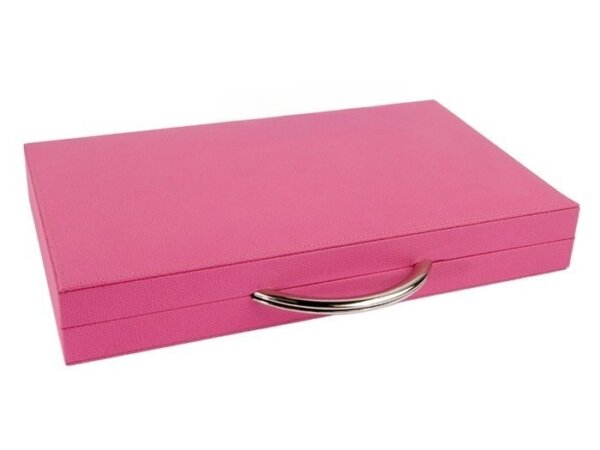 Zaza & Sacci® Leather Backgammon Set - Model ZS-200 - Travel - Pink - Image 6