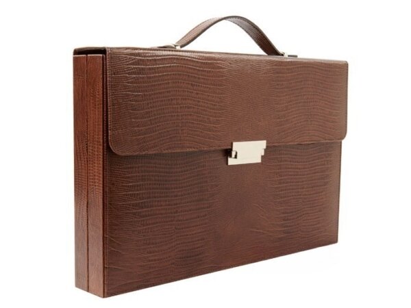 Zaza & Sacci® Leather Backgammon Set - Model ZS-242 - Travel - Brown Lizard - Image 6