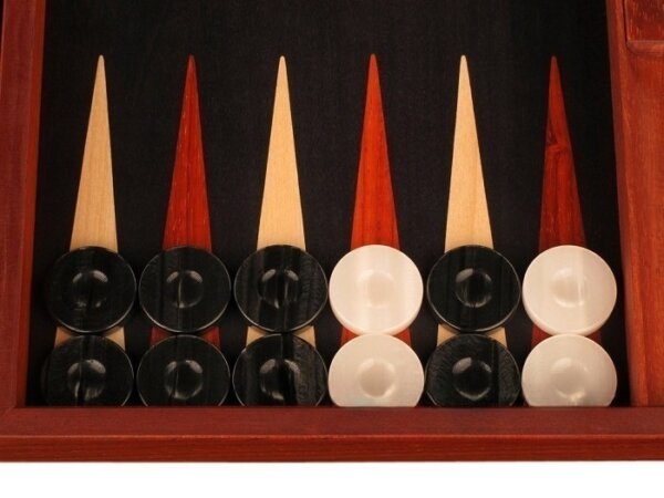 Padauk Backgammon Set - Large - Black Field - Image 3