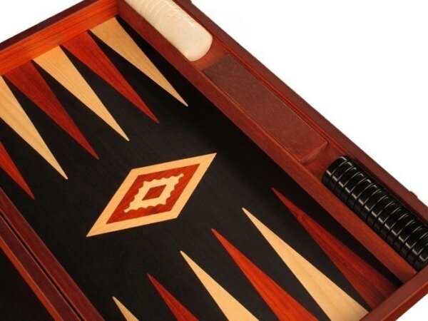 Padauk Backgammon Set - Large - Black Field - Image 4