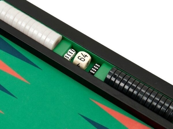 GammonVillage Tournament Backgammon Set - Table Top - Black with Green Field - Image 6