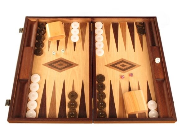 Walnut and Oak Backgammon Set - Large - Brown