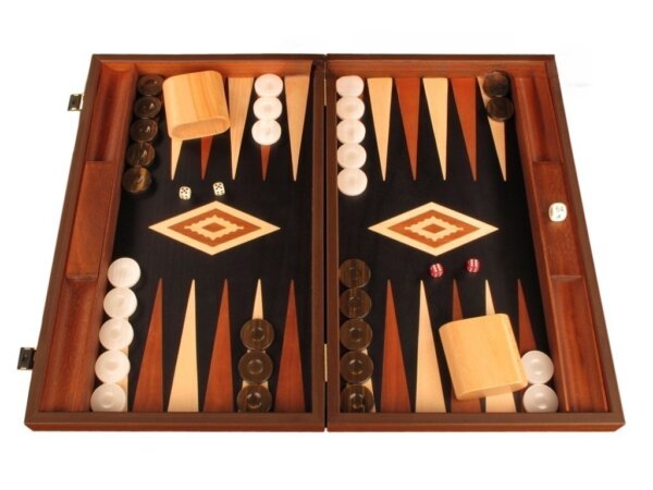 Wenge Backgammon Set - Large - Black Field