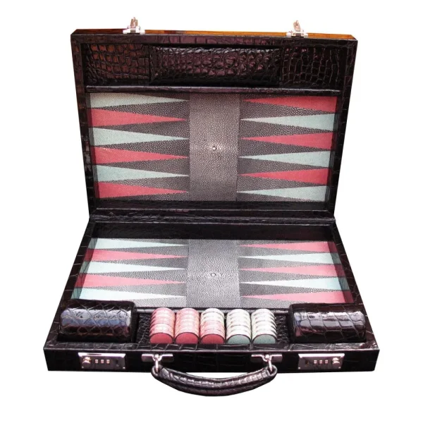 Luxury Backgammon Board Alligator Leather - Image 3