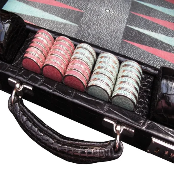 Luxury Backgammon Board Alligator Leather - Image 4