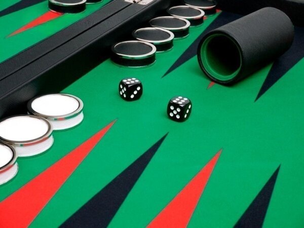 Wycliffe Brothers® 23-inch Backgammon Set with 1.75-inch Nickel Checkers - Black Case with Green Field - Prestige Class - Image 5