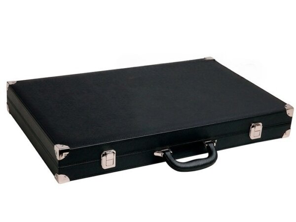 Wycliffe Brothers® 23-inch Backgammon Set with 1.75-inch Nickel Checkers - Black Case with Grey Field - Prestige Class - Image 6