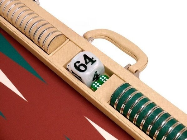 Wycliffe Brothers® 23-inch Backgammon Set with 1.75-inch Nickel Checkers - Tan Case with Brown Field - Prestige Class - Image 4