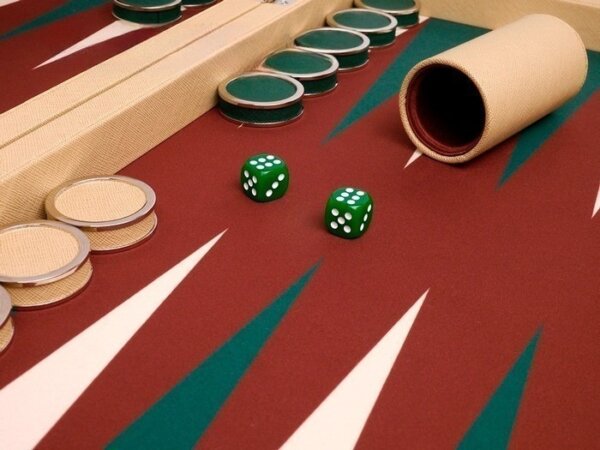 Wycliffe Brothers® 23-inch Backgammon Set with 1.75-inch Nickel Checkers - Tan Case with Brown Field - Prestige Class - Image 5