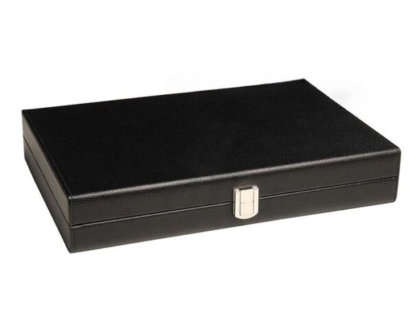 13-inch Premium Backgammon Set - Black with Scarlet Red and Patriot Blue Points - Image 6