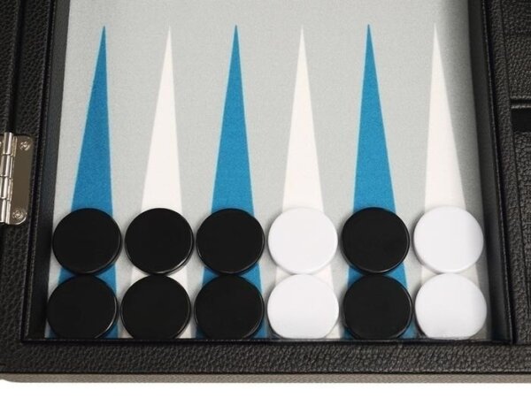13-inch Premium Backgammon Set - Black with White and Astral Blue Points - Image 3