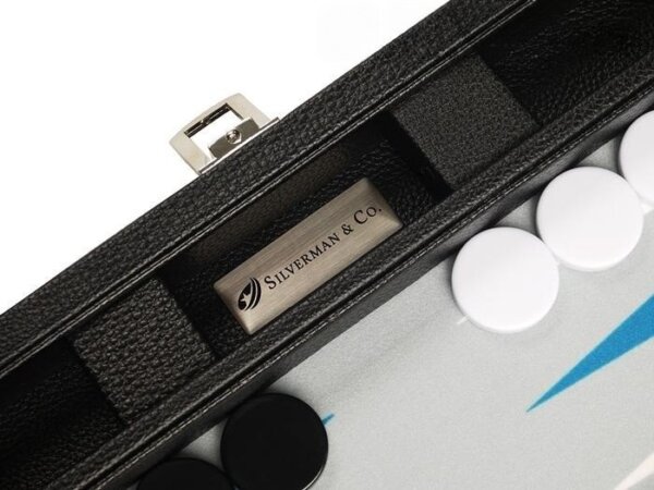 13-inch Premium Backgammon Set - Black with White and Astral Blue Points - Image 5
