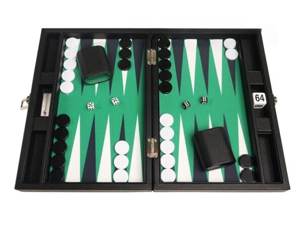 13-inch Premium Backgammon Set - Black with White and Black Points