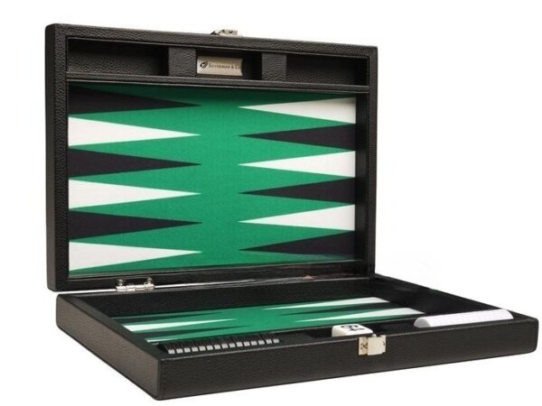 13-inch Premium Backgammon Set - Black with White and Black Points - Image 2