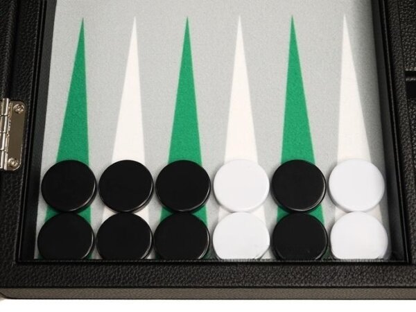 13-inch Premium Backgammon Set - Black with White and Green Points - Image 3