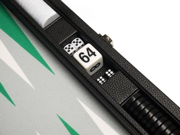 13-inch Premium Backgammon Set - Black with White and Green Points - Image 4
