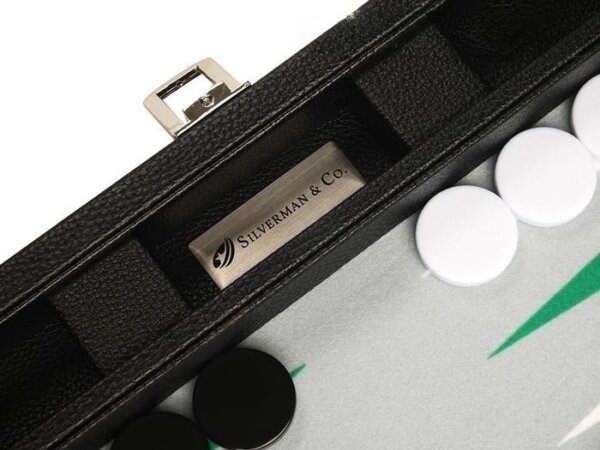 13-inch Premium Backgammon Set - Black with White and Green Points - Image 5