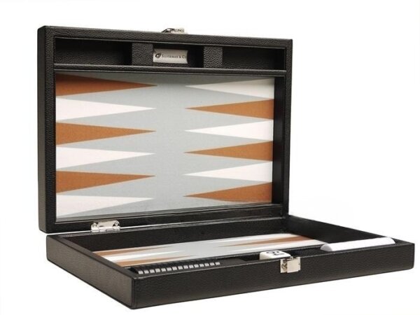 13-inch Premium Backgammon Set - Black with White and Rum Points - Image 2