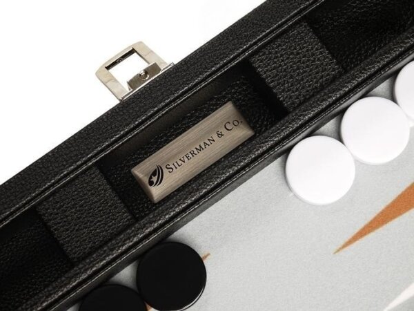 13-inch Premium Backgammon Set - Black with White and Rum Points - Image 5