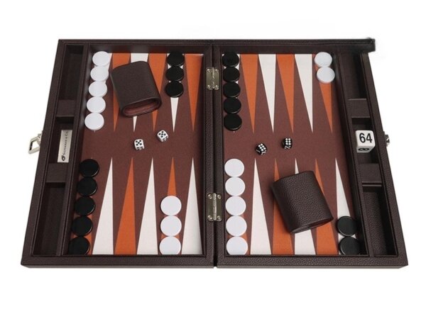 13-inch Premium Backgammon Set - Dark Brown