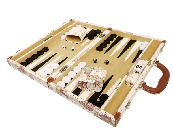 15-inch Map Backgammon Set - White - Image 7