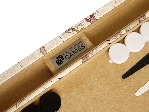 15-inch Map Backgammon Set - White - Image 6