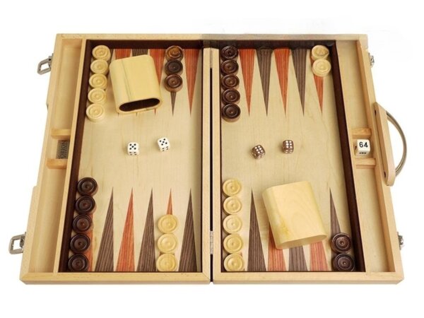 15-inch Wood Backgammon Set - Oak/Mahogany
