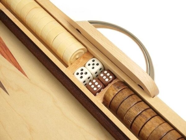 15-inch Wood Backgammon Set - Oak/Mahogany - Image 4
