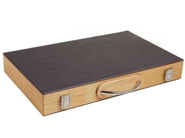 15-inch Wood Backgammon Set - Oak/Mahogany - Image 6
