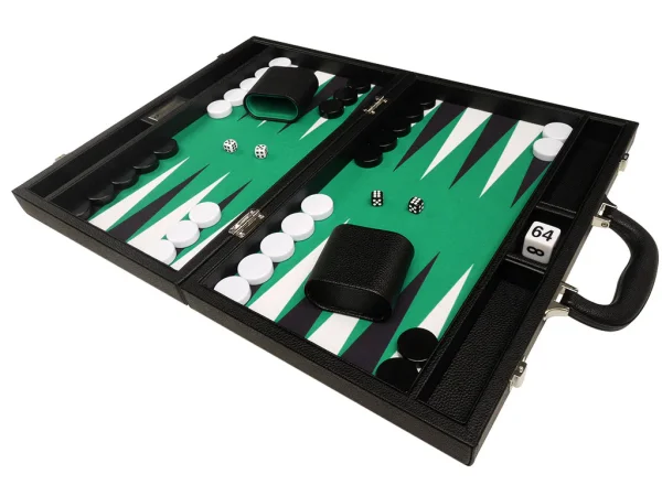 16-inch Premium Backgammon Set - Black with White and Black Points - Image 6