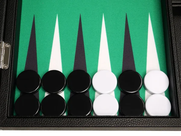 16-inch Premium Backgammon Set - Black with White and Black Points - Image 3