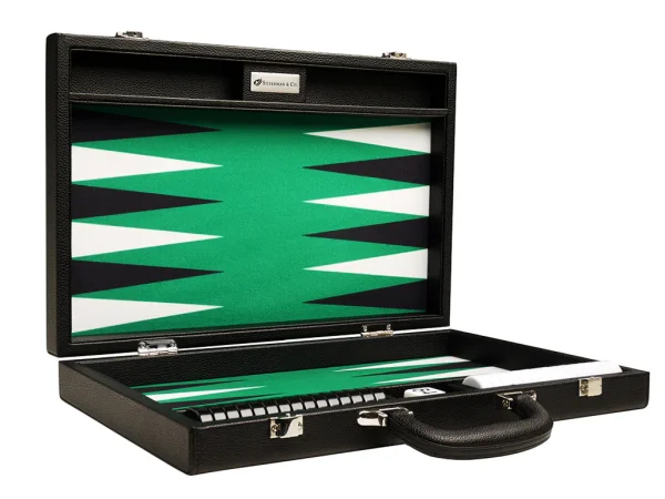 16-inch Premium Backgammon Set - Black with White and Black Points - Image 2