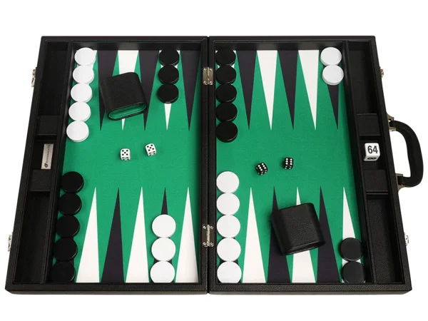19-inch Premium Backgammon Set - Black with White and Black Points