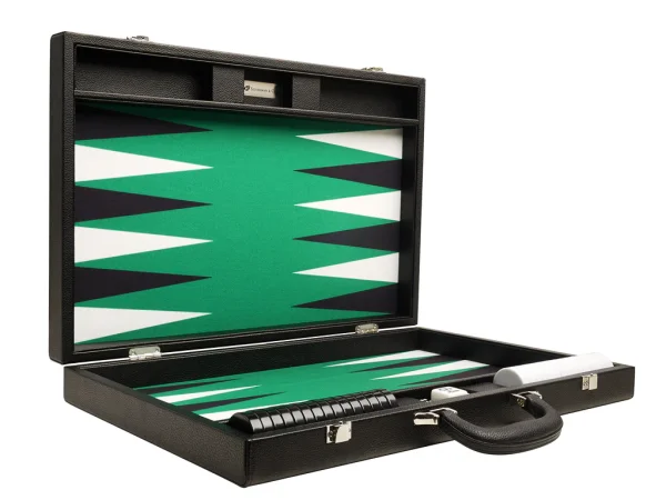 19-inch Premium Backgammon Set - Black with White and Black Points - Image 2