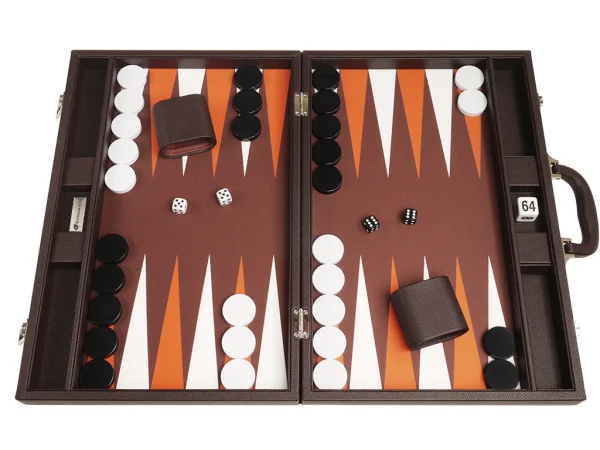19-inch Premium Backgammon Set - Dark Brown
