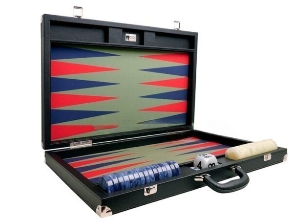 Wycliffe Brothers® 24-inch Backgammon Set with 2-inch Checkers - Black Case with Iguana Field - Club Class - Image 2