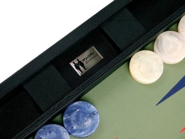 Wycliffe Brothers® 24-inch Backgammon Set with 2-inch Checkers - Black Case with Iguana Field - Club Class - Image 5