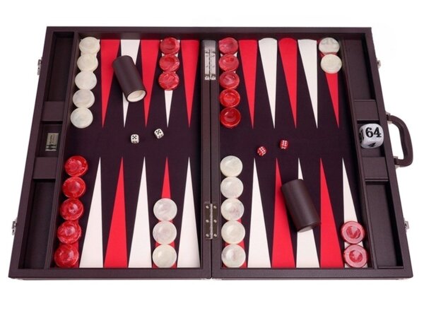 Wycliffe Brothers® 24-inch Backgammon Set with 2-inch Checkers - Brown Case with Brown Field - Club Class
