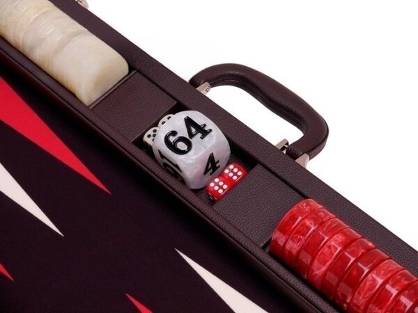 Wycliffe Brothers® 24-inch Backgammon Set with 2-inch Checkers - Brown Case with Brown Field - Club Class - Image 4