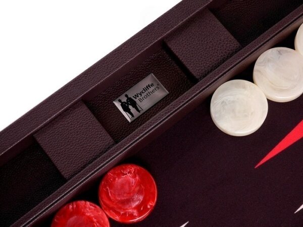 Wycliffe Brothers® 24-inch Backgammon Set with 2-inch Checkers - Brown Case with Brown Field - Club Class - Image 5