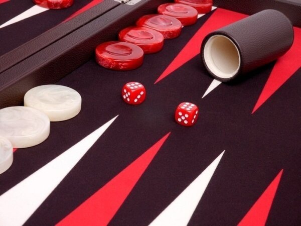 Wycliffe Brothers® 24-inch Backgammon Set with 2-inch Checkers - Brown Case with Brown Field - Club Class - Image 6