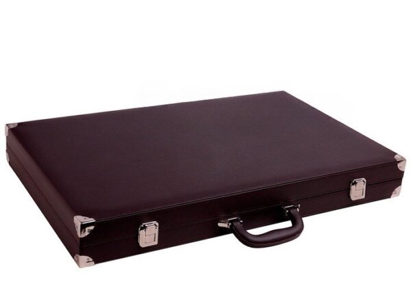 Wycliffe Brothers® 24-inch Backgammon Set with 2-inch Checkers - Brown Case with Brown Field - Club Class - Image 7