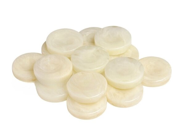 Backgammon Checkers - High Gloss Marbleized - Finger Dish - Winter White - (2in. Dia) - Roll of 15