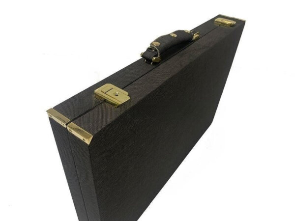 21" Tournament Size Brown Tex Backgammon Set&Gold Plated Checkers - Image 5