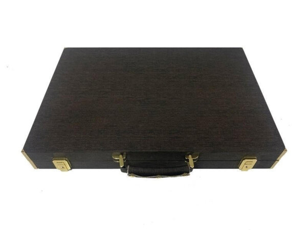 21" Tournament Size Brown Tex Backgammon Set&Gold Plated Checkers - Image 6