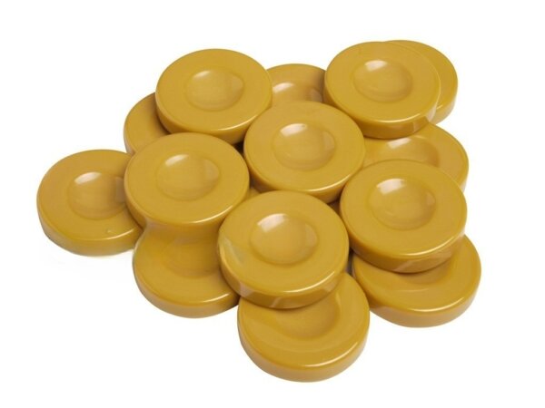 Backgammon Checkers - Opaque - Amber - with Finger Dish - (1 3/4 in. Dia.) - Roll of 15
